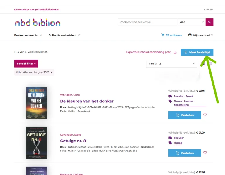 Bestellijst uploaden NBD B