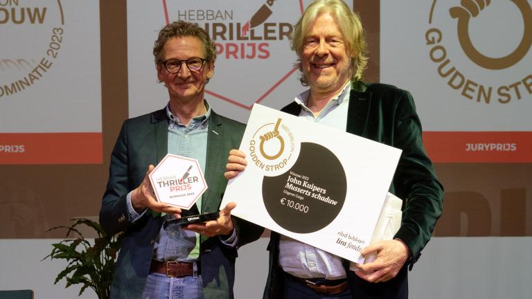 Gerrit Barendrecht (Hebban Trillerprijs) en John Kuipers (NBD Biblion Gouden Strop)